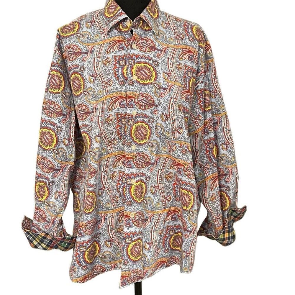 Alan Flusser Men’s L/S Paisley-Print Casual Shirt
